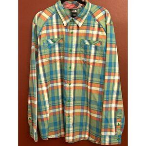 The North Face Men's Green Red Plaid Long Sleeve Button-Up Shirt XLTG Rugged